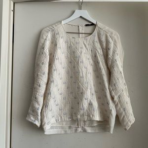 Zara Off White Textured Blouse